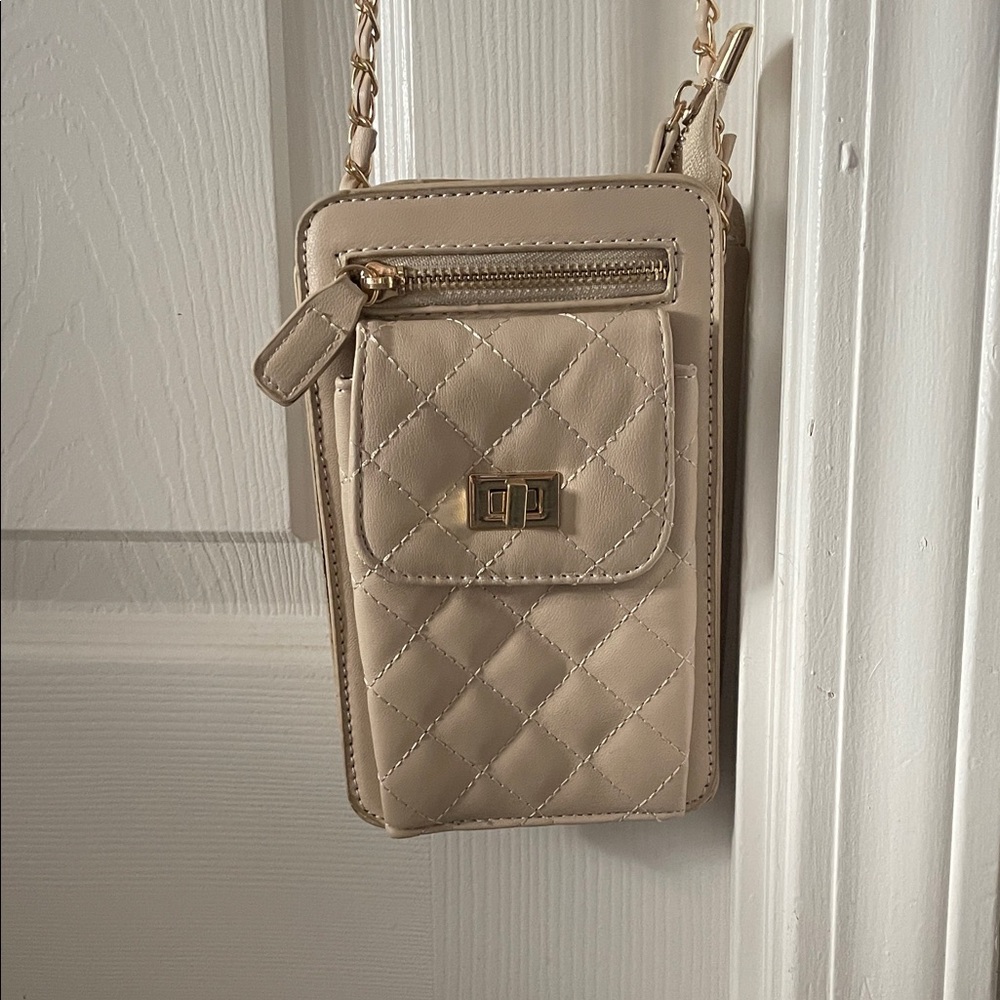 Beige Quilted Crossbody Bag